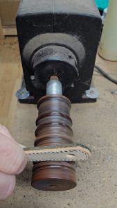 cocobolo leather burnisher mounted to grinder